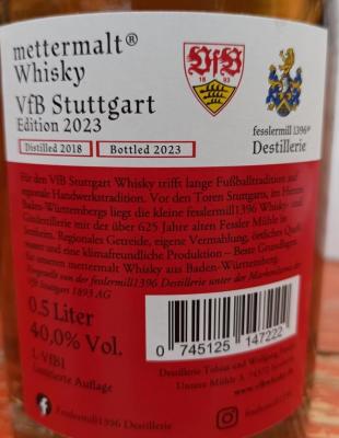 mettermalt VfB Stuttgart Edition 2023 Rotweinfass Finish 1yo Lemberger VfB Stuttgart 40% 500ml