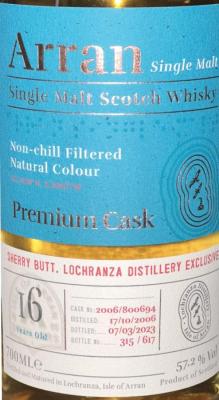 Arran 2006 Premium Cask Sherry Butt 57.2% 700ml