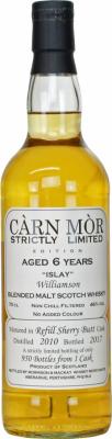 Williamson 2010 MMcK Carn Mor Strictly Limited Edition Refill Sherry Butt 46% 700ml