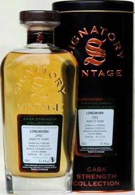 Longmorn 2002 SV Cask Strength Collection Bourbon Barrel #800645 57.4% 700ml