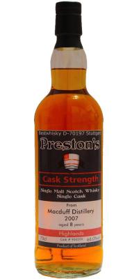 Macduff 2007 Bewh Preston's Cask Strength Butt #900205 66% 700ml