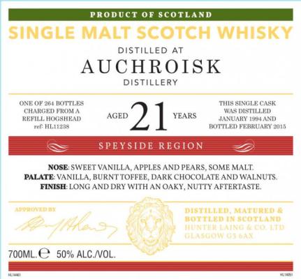 Auchroisk 1994 HL Refill Hogshead 50% 700ml