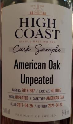 High Coast 2017 Cask Sample American Oak 54% 500ml