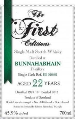 Bunnahabhain 1989 ED The 1st Editions 22yo ES 010/01 45.9% 700ml