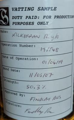 Kilkerran 2007 Vatting Sample 12yo 50.3% 700ml