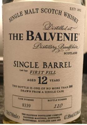 Balvenie 12yo Single Barrel 1st Fill Ex-Bourbon Barrel 8339 47.8% 700ml
