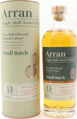 Arran 13yo Distillery Exclusive Small Batch Rum Casks Finish 54.4% 700ml