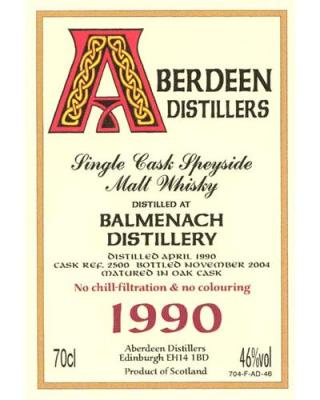 Balmenach 1990 BA Aberdeen Distillers Oak cask 2500 46% 700ml