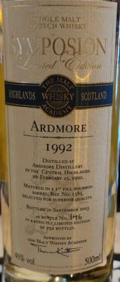 Ardmore 1992 SIAB 1st Fill Bourbon Barrel 1385 46% 700ml