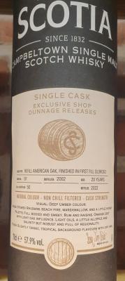 Glen Scotia 2002 Dunnage Tasting Refill American Oak Hogshead- FF Oloroso 57.9% 700ml