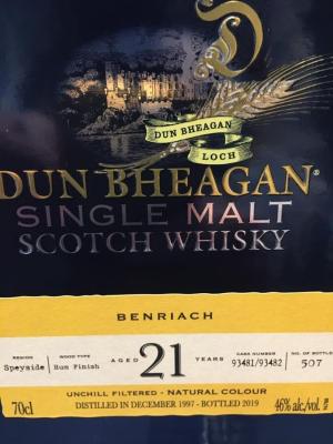 BenRiach 1997 IM Dun Bheagan 21yo Rum Finish 93481, 93482 46% 700ml