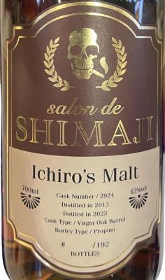 Chichibu 2013 Ichiro's Malt Virgin Oak Barrel salon de Shimaji 63% 700ml