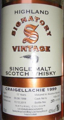 Craigellachie 1999 SV Vintage Collection Bourbon Barrels 140 + 141 43% 700ml