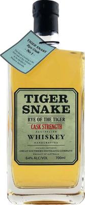 Tiger Snake Rye Of The Tiger Cask Strength Australian Whisky Handcrafted R1 64% 700ml