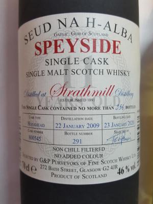 Strathmill 2009 G&P Seud na h-alba Hogshead 800545 Alid Sud 46% 700ml