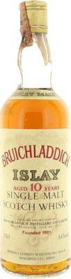 Bruichladdich 10yo Cream label Red letter screw cap Moon Import Genova 54% 750ml