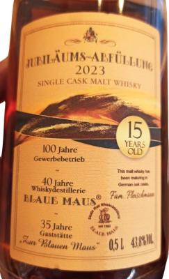 Blaue Maus 15yo Jubilaums-Abfullung 100y Gewerbe 40yo Destillerie 35yo Gaststatte 43.8% 500ml