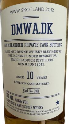 Bruichladdich 2012 Private Cask Bottling Bourbon 20 private cask owners 62.6% 700ml