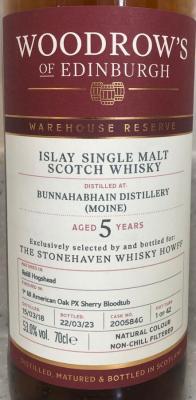 Bunnahabhain 2018 WroE Warehouse Reserve Moine 1st fill American Oak PX Blood tub The Stonehaven Whisky Howff 53% 700ml