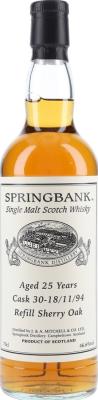 Springbank 1994 Private Cask Bottling Refill Sherry Oak 30-18/11/94 46.6% 700ml