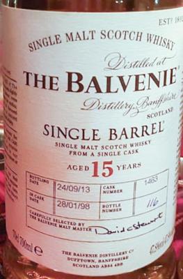 Balvenie 15yo Single Barrel Bourbon Barrel 1463 47.8% 700ml