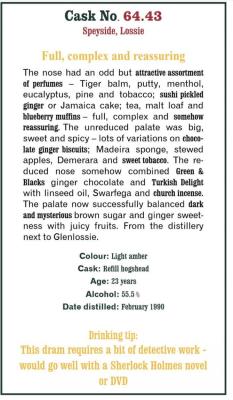 Mannochmore 1990 SMWS 64.43 Full complex and reassuring Refill Hogshead 55.5% 750ml