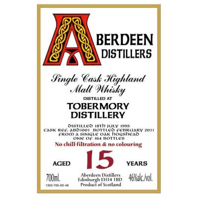 Tobermory 1995 BA Aberdeen Distillers Oak Hogshead ABD 1001 46% 700ml