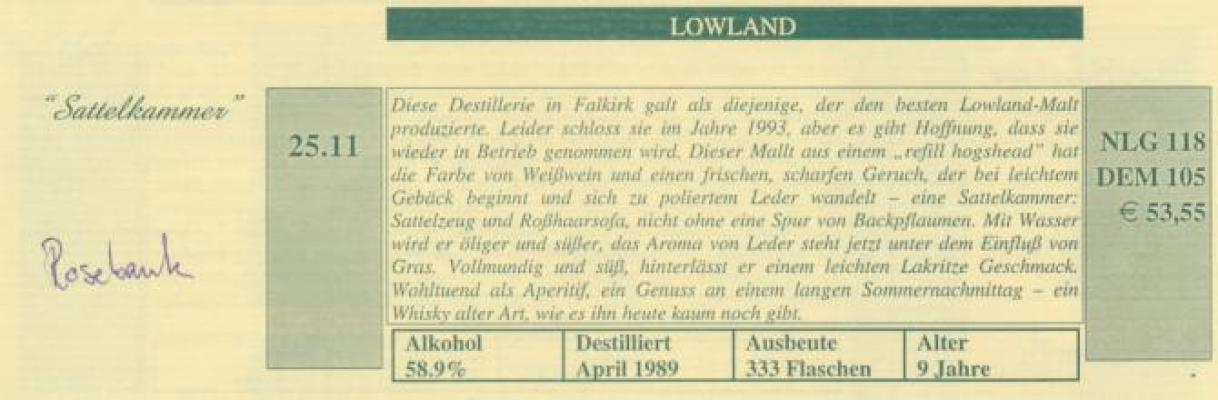 Rosebank 1989 SMWS 25.11 Refill Ex-Bourbon Hogshead 25.11 58.9% 700ml