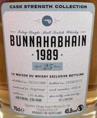 Bunnahabhain 1989 SV #5814 LMDW 45.8% 700ml