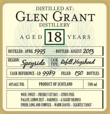 Glen Grant 1995 DoD Refill Hogshead LD 9989 46% 700ml