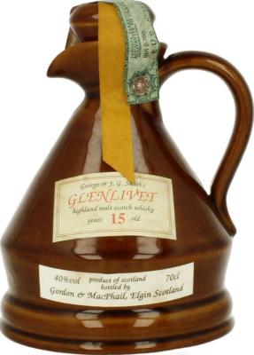 Glenlivet 15yo GM George & J.G. Smith's Brown Ceramic Jug Mediterranea s.r.l. Zola Predosa Bologna 40% 700ml