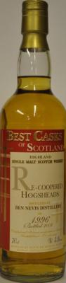 Ben Nevis 1996 JB Best Casks of Scotland Re-Coopered Hogsheads 43% 700ml