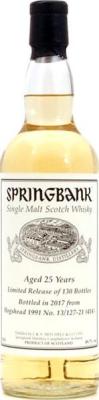 Springbank 1991 Private Bottling 13/127-21 (414) 49.7% 700ml
