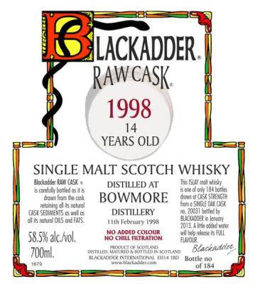 Bowmore 1998 BA Oak Cask #20031 58.5% 700ml