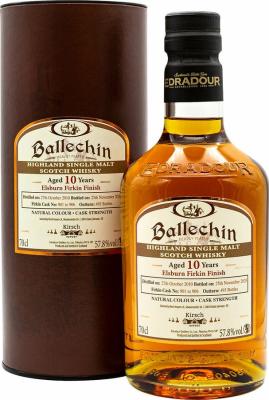 Ballechin 2010 Elsburn Firkin Finish 901 906 Kirsch Import 57.8% 700ml