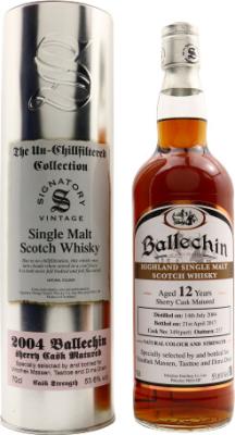 Ballechin 2004 SV The Un-Chillfiltered Collection Sherry Cask 349 (part) Vinothek Massen Tastoe & Dims Dram 53.6% 700ml