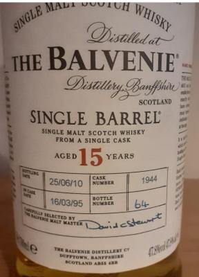 Balvenie 15yo Single Barrel 1944 47.8% 700ml