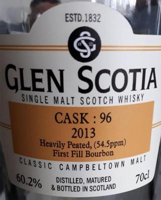 Glen Scotia 2013 Heavily Peated First Fill Bourbon Cask #96 60.2% 700ml