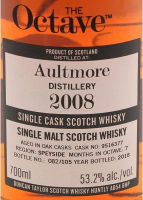 Aultmore 2008 DT Sherry Octave Finish #9516377 53.2% 700ml
