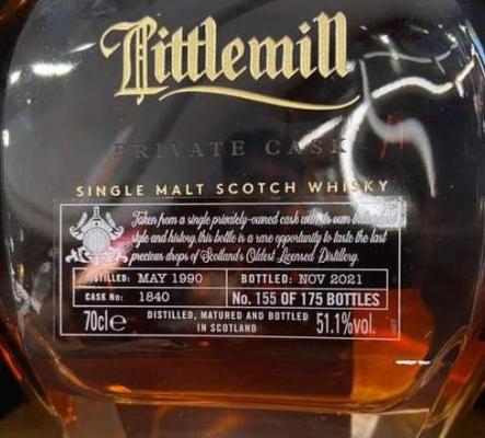 Littlemill 1990 Private Cask Private Cask owner 51.1% 700ml