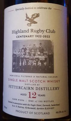 Fettercairn 12yo DR Eagle Hotel Highland Rugby Club Centenary 1922 2022 46% 700ml