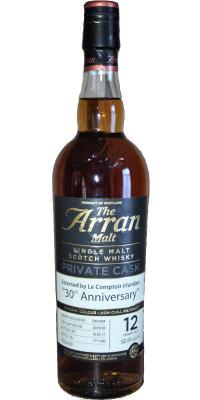 Arran 2004 Private Cask Sherry Hogshead 2004/004 30th Anniversary Le Comptoir Irlandais 52.8% 700ml