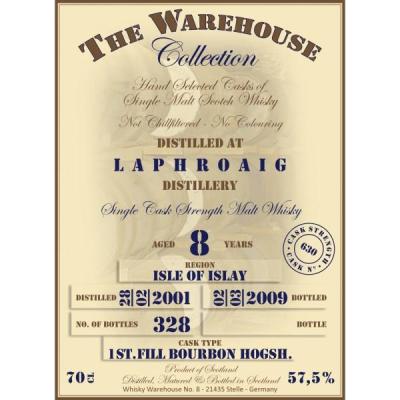 Laphroaig 2001 WW8 The Warehouse Collection 1st. Fill Bourbon Hogshead 630 57.5% 700ml