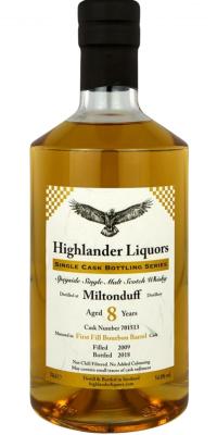 Miltonduff 2009 HiLi Single Cask Bottling Series 1st Fill Ex-Bourbon Barrel 701513 54% 700ml