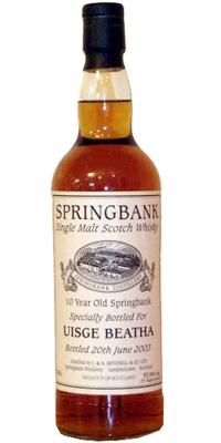 Springbank 10yo Private Bottling Uisge Beatha 55.9% 700ml