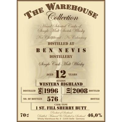 Ben Nevis 1996 WW8 The Warehouse Collection 1st Fill Sherry Butt 46% 700ml