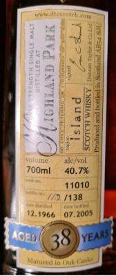 Highland Park 1966 DT Rare Auld Oak Casks 40.7% 700ml