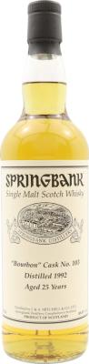Springbank 1992 Private Cask no.103 25yo Bourbon 49.8% 700ml