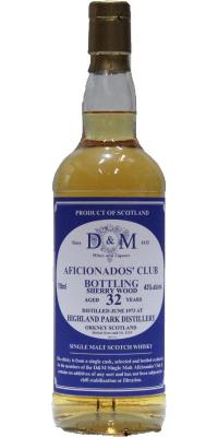 Highland Park 1973 D&M Aficionados Club Sherry Wood #8395 43% 750ml