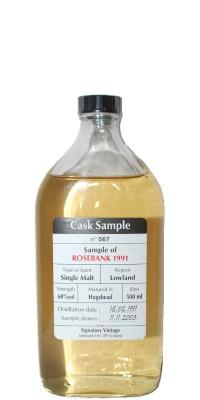 Rosebank 1991 SV Cask Sample Hogshead 567 60% 500ml